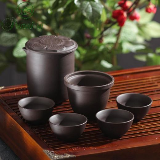Набор для чайной церемонии «Шоколад», 7 предметов: чайник 260 мл, 4 чашки 40 мл, сито, салфетка