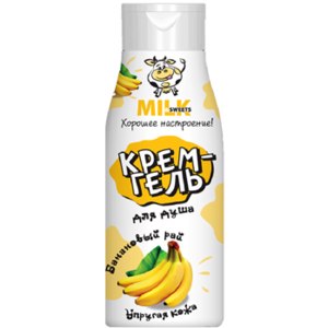 Крем-гель д/душа Clever Milk 500мл Банановый рай/Упругая кожа