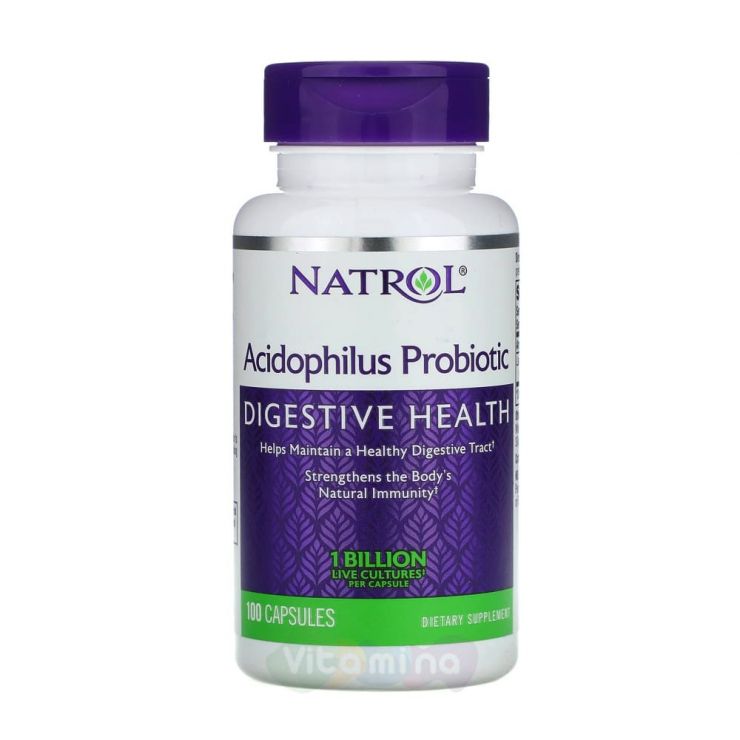 Natrol Acidophilus Пробиотик ацидофилус 100 мг, 100 капсул