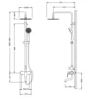 Душевая колонна с верхним душем и изливом ZeegreS Z.RILL схема 2