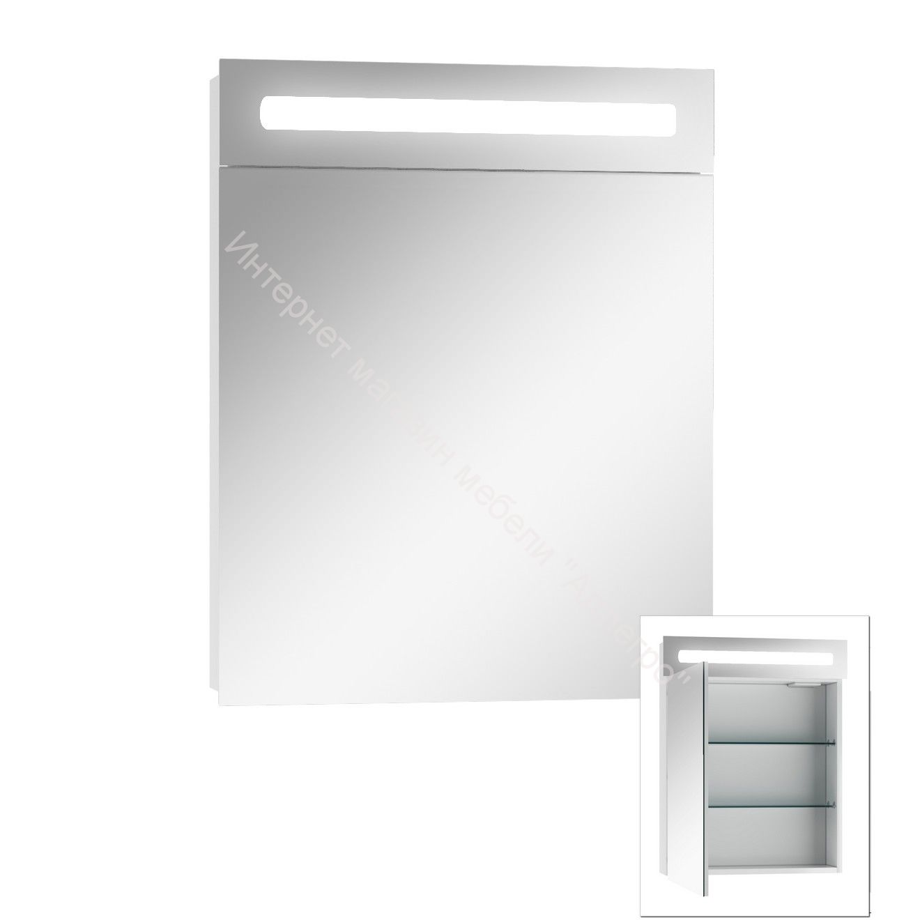 Шкаф-зеркало Аврора 55 левый с подсветкой LED