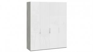 Шкаф комбинированный с 4 глухими дверями «Эмбер» (Дуб Гамильтон/Белый глянец)