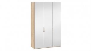 Шкаф комбинированный с 3 зеркальными дверями «Эмбер» (Яблоня Беллуно/Графит глянец)