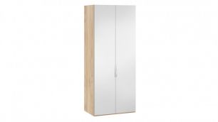 Шкаф для одежды с 2 зеркальными дверями «Эмбер» (Яблоня Беллуно/Графит глянец)