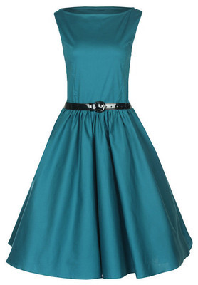 Платье вечернее "Одри Хепберн" в стиле ретро цвета зеленой сосны