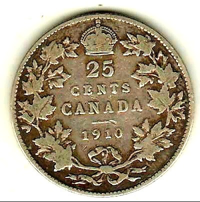 25 центов 1910 Канада Редкость