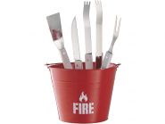 Набор для барбекю «Огонь»: ведро, щипцы, лопатка, вилка, нож для мяса (арт. 10017900)