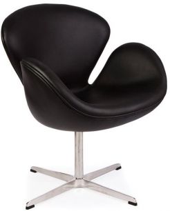 Кресло Swan (Arne Jacobsen) A062, черная экокожа