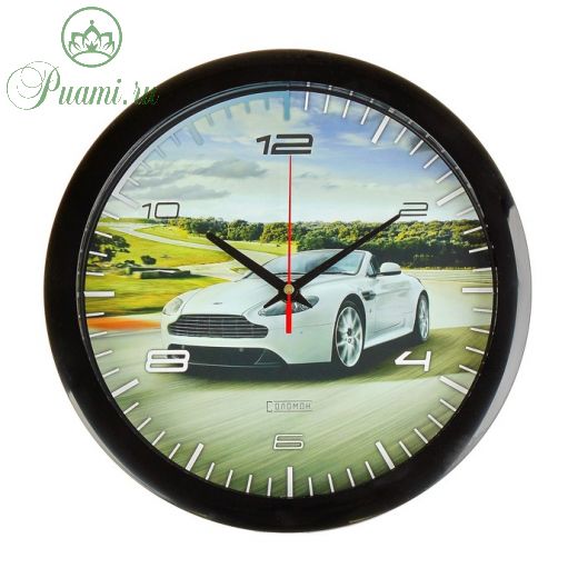 Часы настенные, серия: Транспорт, "Спортивное авто", плавный ход, d=28 см