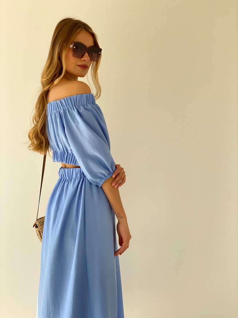 6619 Платье с открытой спинкой голубое