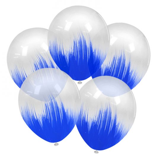 Браш эффект краски синий на прозрачном шар латексный с гелием