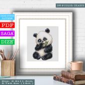 "Cute panda 3". Digital cross stitch pattern.