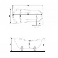 Отдельностоящая акриловая ванна Galassia Ethos 8496 170x80x72 схема 2
