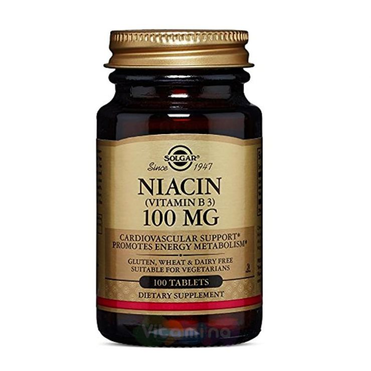 Солгар Ниацин (Витамин В3) 100 мг, 100 табл