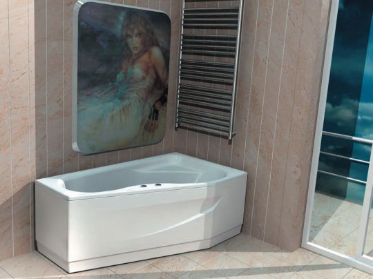 Асимметричная ванна на каркасе Акватек Медея 170х95