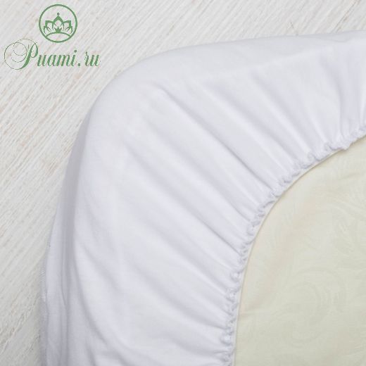 Наматрасник в круглую кроватку, непромокаемый, размер 70 ? 80 см, цвет снежно-белый