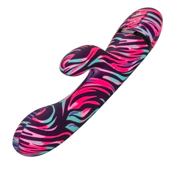 Вибратор-кролик Menage Moi Dual Wand с ярким принтом - 21 см.