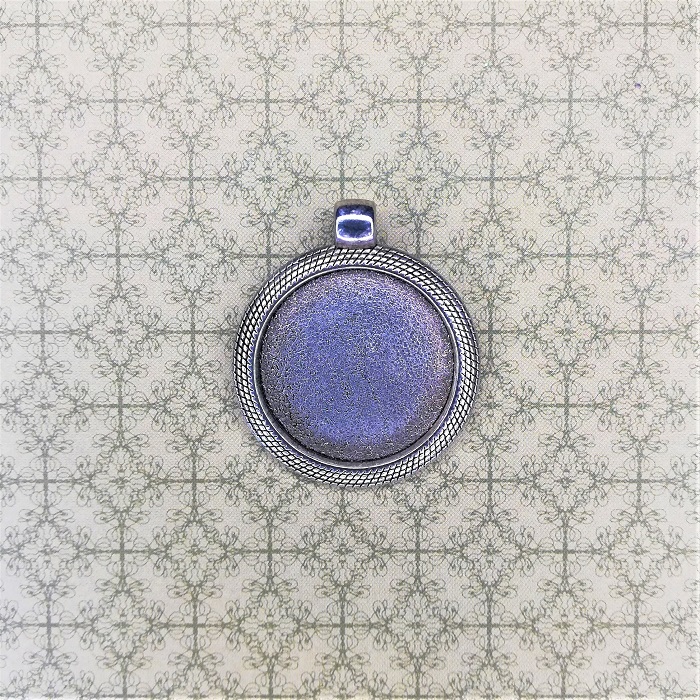 Заготовка Основа для кулона (подвески) под кабошон латунь, 32х37 мм  цвет античное серебро  (6328)