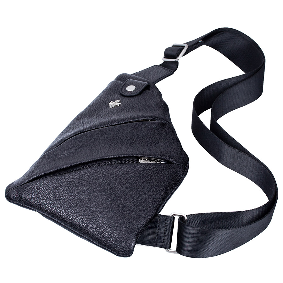 Кожаный мужской рюкзак с одним плечевым ремнем Narvin 9402-N.Polo Black