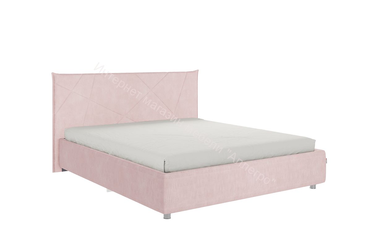 Кровать "Квест" 1,6 (Велюр Нежно-розовый)