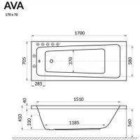 схема ванны Excellent Ava 170х70