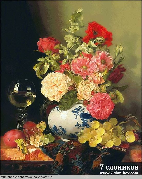Набор для вышивания "190 Still Life With A Vase Of Roses"