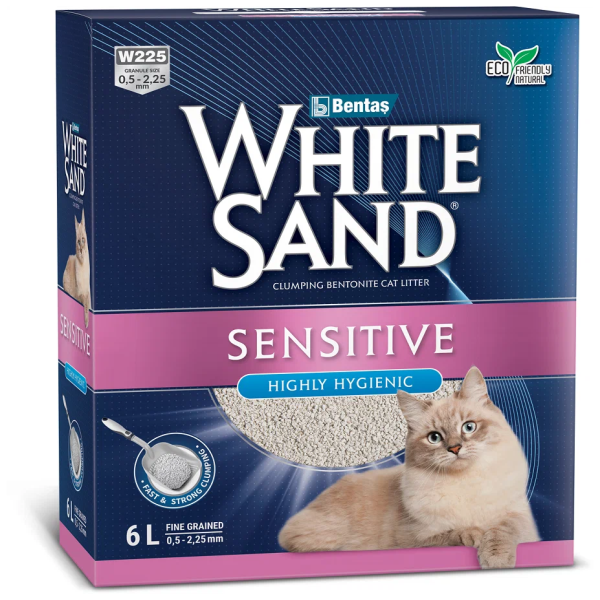Наполнитель комкующийся White Sand Sensitive для чувствительных кошек без запаха 5.1 кг