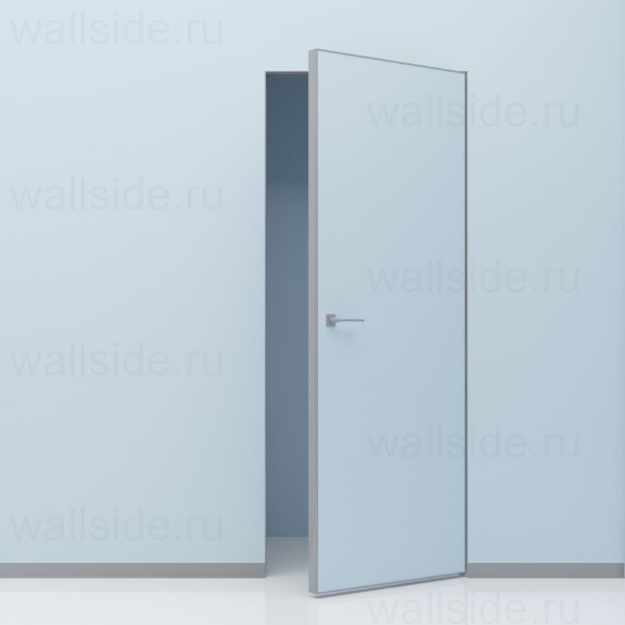 Скрытая дверь на алюминиевом каркасе под отделку, открывание наружу