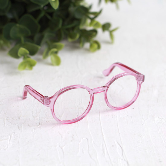 Очки для куклы прозрачные в розовой оправе, 8 см.