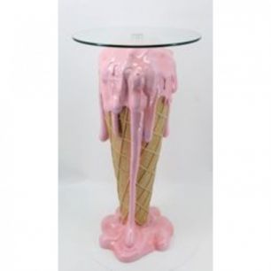 Столик приставной Ice Cream, коллекция "Мороженое" 48*72*48, Полирезин, Стекло, Розовый, Бежевый