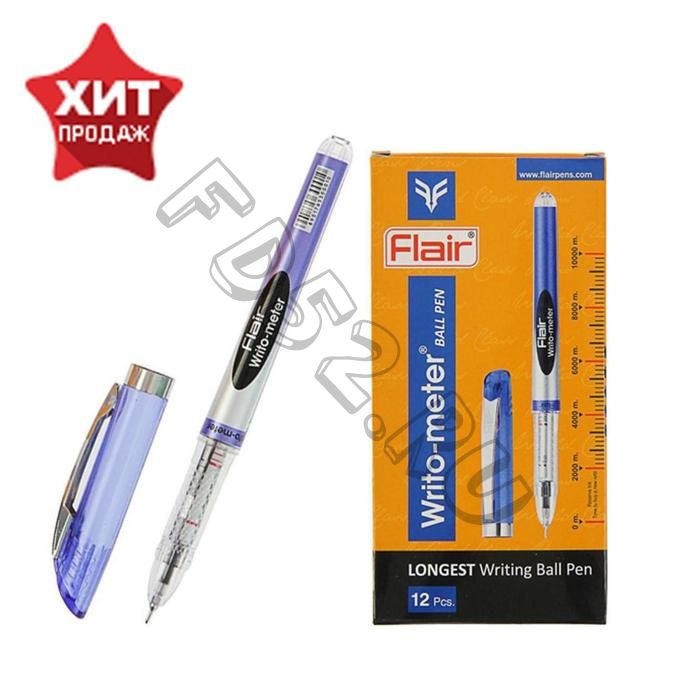 Ручка шариковая Flair Writo-Meter, узел- игла 0,6 мм (пишет 10 км) масляная основа, шкала на стержне, синяя