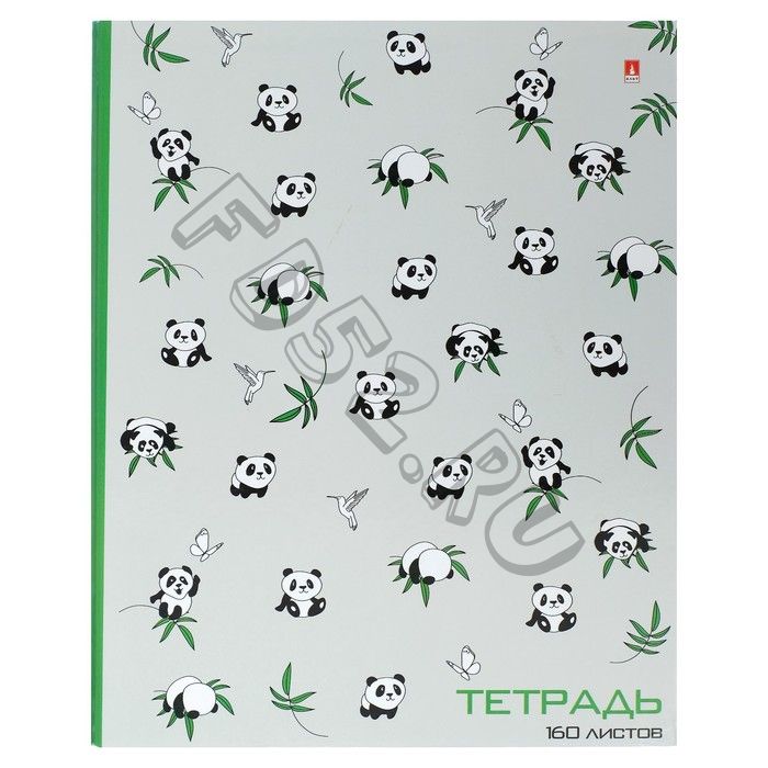 Тетрадь на кольцах, 160 листов в клетку «Панды», твёрдая обложка, глянцевая ламинация, со сменным блоком