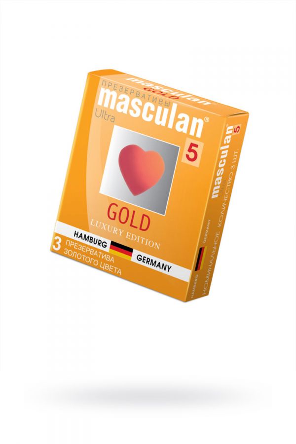 Презервативы MASCULAN, 5 ULTRA, золотые, 19 см, 5,3 см, 3 шт.