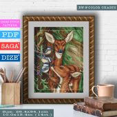 "Deer". Digital cross stitch pattern.