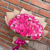 51 Розовая Роза (40)см в крафт упаковке
