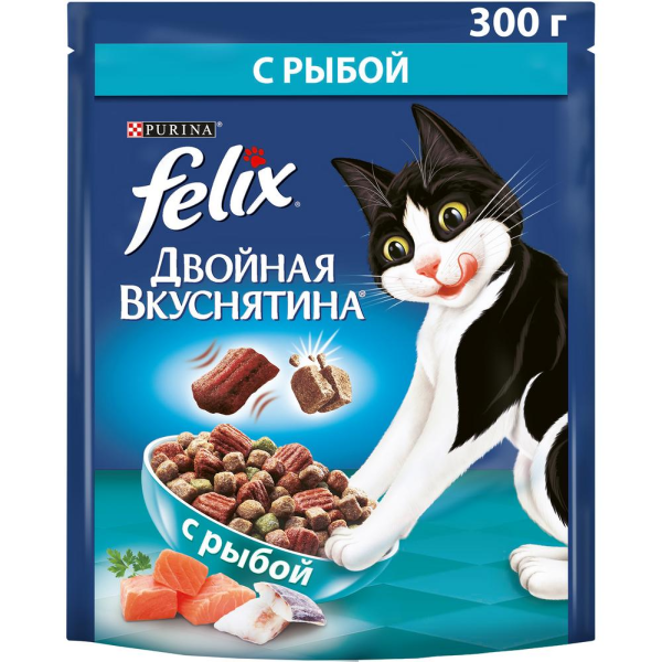 Сухой корм для кошек Felix Двойная Вкуснятина с рыбой