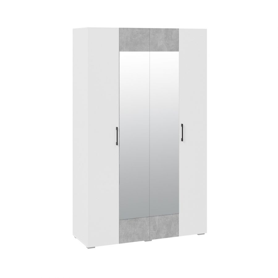 Шкаф «Нео» 4-х дверный с зеркалом (Белый/Ателье светлый)