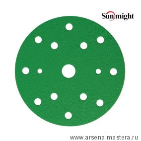 Шлифовальные круги комплект 100 шт FILM L312T 150 мм на липучке 15 отверстий зелёные P 220 SUNMIGHT 53011-100