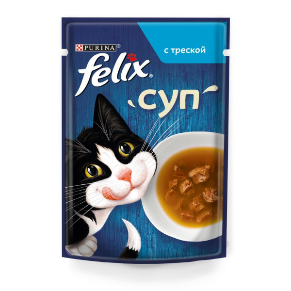 Влажный корм для кошек Felix Суп с треской 48 гр