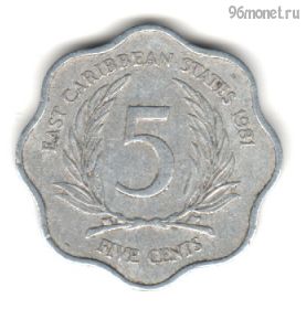 Восточно-Карибские государства 5 центов 1981