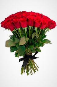 Фото Букет на похороны из живых цветов 30 красных роз 70 см