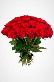 Фото Букет на похороны из живых цветов 30 красных роз