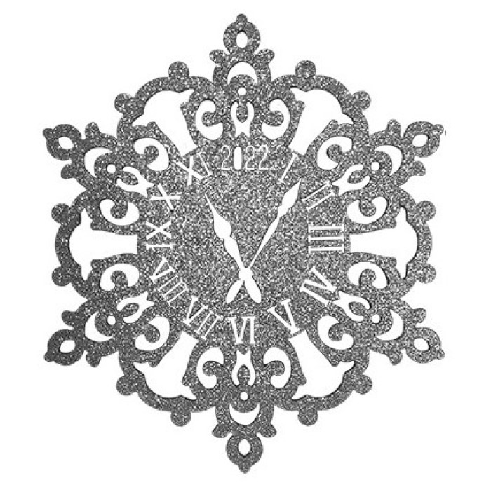Украшение "Снежинка с часами", цвет серебро