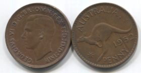 Австралия 1 пенни разные года Георг VI