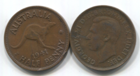 Австралия 1/2 пенни разные года Георг VI