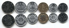 Китай Набор 6 монет UNC