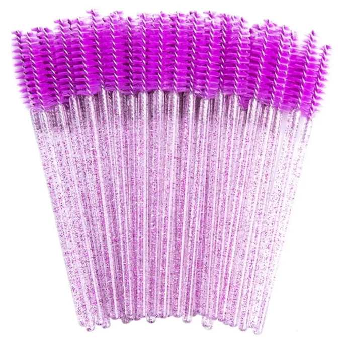 Щеточки для ресниц цветные с блестками уп.50шт Фиолетовый