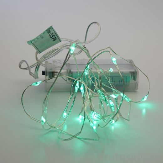 Светодиодная гирлянда Feron CL570 линейная, зеленый, 2м + 0.5м, с питанием от батареек, прозрачный шнур