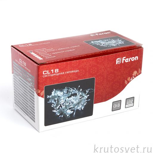 Светодиодная гирлянда Feron CL18 занавес 1,5*1,5м  + 3м 230V 2700К , c питанием от сети,эффектом стробов, прозрачный шнур
