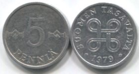 Финляндия 5 пенни разные года XF-UNC